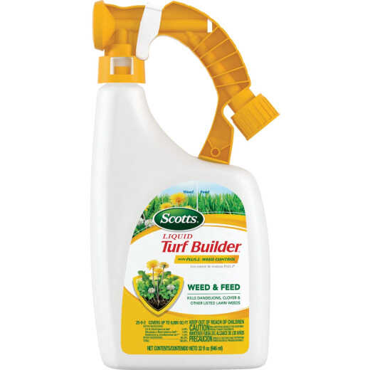 Scotts Turf Builder Weed & Feed 32 Oz. 6000 Sq. Ft. Liquid Lawn Fertilizer with Plus 2 Weed Control